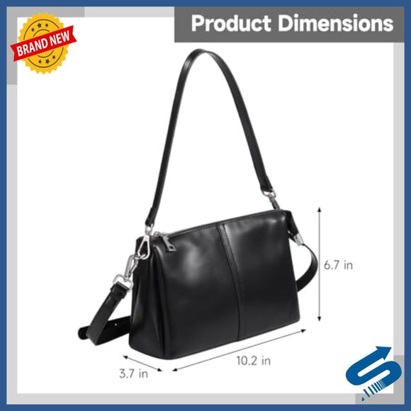 Leather Crossbody Bag with Adjustable Straps, Multiple Pockets, 10.2x6.7in - Picture 3 of 5